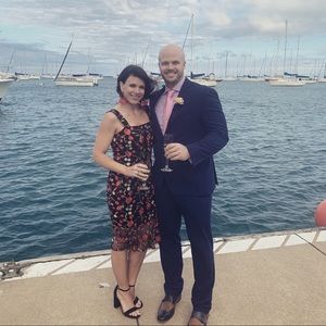 Redbud print midi dress